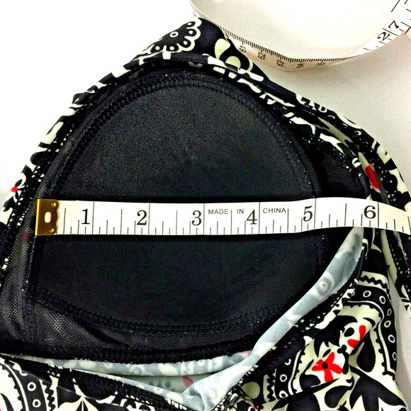 Christina Tankini Top Womens Size 10 Padded Bra Black Red Print Swim Top Modest - Picture 4 of 10